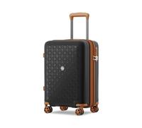 Kono Maleta Cabina 20 Pulgadas PP con Extensión, Portavasos y Gancho - Cerradura TSA, Cremallera Antirreventón, Ruedas Silenciosas (Negro/Marrón)