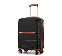 Kono Maleta Cabina 20 Pulgadas PP Rígida con Ruedas Silenciosas TPE 360°, Cerradura TSA, Cremallera YKK y Barra Telescópica de Aluminio - Ligera y Duradera(Negro/Marrón)