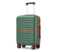Kono Maleta Cabina 55x40x20 cm, Maleta Ligera de Compuesto ABS+PC, Equipaje de Mano con 4 Ruedas 360° Giratorias (Verde/Marrón)