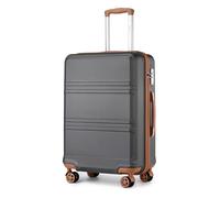 Kono Maleta Cabina Maletas de Viaje Cabina Rígida ABS Equipaje de Mano con 4 Ruedas y Cerradura de Combinación TSA (S, Gris/Marrón)