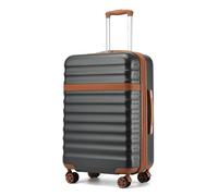 Kono Maleta de Mano ABS + PC rígida Ligera Maleta de Viaje Mediana con Ruedas giratorias TSA Capa de extensión，24 Inch（M，Gris/Marrón）