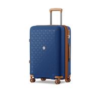 Kono Maleta Mediana 24 Pulgadas PP Expandible - Portavasos Ajustable, Gancho, Cremallera Antirreventón, Cerradura TSA, 4 Ruedas 360° (Azul/Marrón)