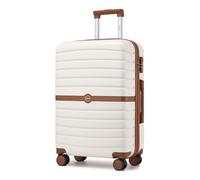 Kono Maleta Mediana, Maleta Ligera de Compuesto ABS+PC, Equipaje de Mano con 4 Ruedas 360° Giratorias (Crema/Marrón)