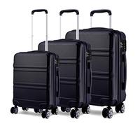 Kono Maletas de Viaje 3 Piezas Rígidas Maleta Cabina 55cm + Maleta Mediana 65cm + Maleta Grande 74cm, Juego de Maletas de Viaje ABS con 4 Ruedas y TSA Cerradura de Combinación (Negro)