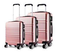 Kono Maletas de Viaje 3 Piezas Rígidas Maleta Cabina 55cm + Maleta Mediana 65cm + Maleta Grande 74cm, Juego de Maletas de Viaje ABS con 4 Ruedas y TSA Cerradura de Combinación (Rosa Oro)