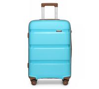 Kono Maletas de Viaje Cabina Rígida 4 Ruedas Trolley, Maleta Cabina 20 Pulgadas, Resistente y Ligera, Cerradura TSA, Cremallera YKK, Azul con Marrón
