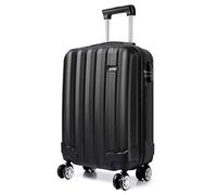 Kono Maletas de Viaje Cabina Trolley con 4 Ruedas y Cerradura, Rígida ABS Ligera Equipaje de Mano Pequeña 55x35x20cm (Negro)