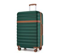 Kono Maletas de Viaje Grandes 23 Kilos 28" Expandible ABS+PC - Maleta Grande con Ruedas Silenciosas 360°, Cremalleras YKK, Tira Ajustable, Ligera y Resistente(Verde Oscuro/Marrón)