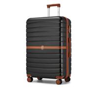 Kono Maletas de Viaje Grandes 23 Kilos, Maleta Grande Ligera de Compuesto ABS+PC, Equipaje de Mano con 4 Ruedas 360° Giratorias (Negro/Marrón)