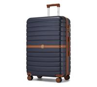 Kono Maletas de Viaje Grandes 23 Kilos, Maleta Grande Ligera de Compuesto ABS+PC, Equipaje de Mano con 4 Ruedas 360° Giratorias (Azul/Marrón)