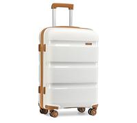 Kono Maletas de Viaje Rígida 4 Ruedas Trolley, Maleta Mediana 24 Pulgadas, Resistente y Ligera, Cerradura TSA, Cremallera YKK, Crema con Marrón