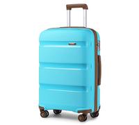 Kono Maletas de Viaje Rígida 4 Ruedas Trolley, Maleta Mediana 24 Pulgadas, Resistente y Ligera, Cerradura TSA, Cremallera YKK, Azul con Marrón