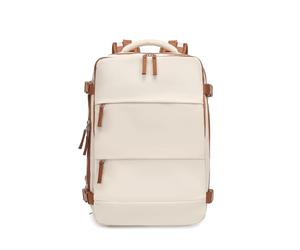 Kono Mochila de Viaje Cabin Bag 42x30x20 para Easyjet, Bolsa Bajo Asiento de 25L, Mochila Impermeable para Equipaje de Mano, Mochila para Portátil con Puerto de Carga USB (Beige/Marrón)