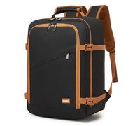 KONO Mochila de viaje Ryanair 40 x 30 x 20 cm, equipaje de mano para debajo del asiento, también para Vueling, Wizz Air y EasyJet, ideal para hombre y mujer (negro/marrón)