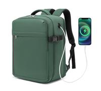 Kono Mochila de Viaje Ryanair Cabina Avion 40x30x20, Maleta Cabina para Ryanair y Vueling, 24L Equipaje de Mano para Hombre y Mujer, Ideal para Trabajo, Escuela y Viajes, Verde