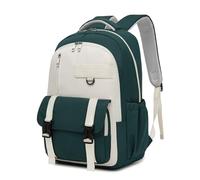 Kono Mochila Escolar Niño Niña Adolescente, Mochila Instituto Ligera Gran Capacidad 15.6 Pulgadas Portátil, Mochila Colegio Primaria Secundaria Casual Viaje (Verde/Beige)