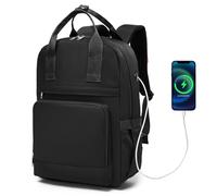 Kono Mochila para Ordenador Portátil 15,6 Pulgadas para Mujer, Elegante, Impermeable y Antirrobo de Gran Capacidad para Escuela, Universidad, Trabajo y Viaje - Negro