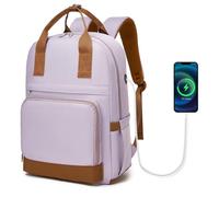 Kono Mochila para Ordenador Portátil 15,6 Pulgadas para Mujer, Elegante, Impermeable y Antirrobo de Gran Capacidad para Escuela, Universidad, Trabajo y Viaje (Morado/Marrón)