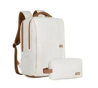 Kono Mochila para Ordenador Portatil con Bolsa Organizadora Antirrobo Impermeable 15.6 Pulgadas Mochila de Viaje Laptop con Puerto de Carga USB,Blanco