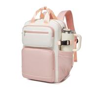Kono Mochila para Ordenador Portátil Mujer, Mochilas para Ordenador de 15,6 Pulgadas para Trabajo, Mochila Informal para Viajar, Colegio, Oficina(Beige/Rosa)
