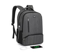 Kono Mochila para Portátil 15.6" con Carga USB, Mochila Ligera Impermeable para Trabajo, Viaje, Universidad, Hombre y Mujer (Gris)