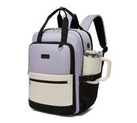 Kono Mochila para Portátil 15,6 Pulgadas Mujer, Gran Capacidad, Impermeable con Bolsillo para Botella, Ideal para Trabajo, Universidad, Viajes(Violeta/Beige)