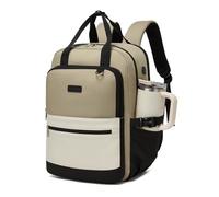 Kono Mochila para Portátil 15,6 Pulgadas Mujer, Gran Capacidad, Impermeable con Bolsillo para Botella, Ideal para Trabajo, Universidad, Viajes(Caqui/Beige)