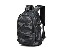 Kono Mochila Portátil 15,6 Pulgadas Hombre, Mochila Antirrobo Impermeable con Puerto USB y Candado, Ligera para Trabajo, Viaje y Uso Diario - Gris Camuflaje