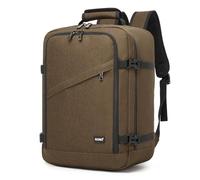 Kono Mochila Viaje Cabina Avión 40x30x20, una Mochila Hombre de Cabina que Sirve como Equipaje de Mano, con Apertura de 180°, Correa para Equipaje y Espalda Transpirable (Marrón)