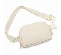 Kono Riñonera de Moda Bolso de Cintura Bolso Bandolera Resistente al Agua Riñonera Ligera Pequeña Bolsa de Pecho de Viaje con Correa Ajustable y Extensible (Beige)