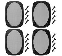 Konohan 4 fundas para altavoces de 6 x 9 pulgadas, cubierta de altavoz de coche, protector de audio, rejilla de metal, protector de subwoofer, marco de plástico con malla de metal