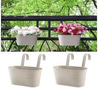Konom 2 PCS Maceta de Metal Colgante con Soporte Extraíble Cubo Macetero Plantador Vintage con Gancho Doble Decoración Exterior Balcón Jardín Patio Pared Terraza para Flores y Plantas