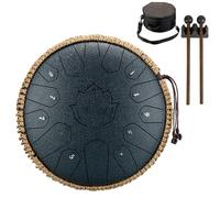 Konrisa Instrumentos de percusión de tambor de lengua de acero, 13 pulgadas, 15 notas C mayor, tambor de acero para meditación musical, yoga, zen, instrumentos de batería C mayor con mazos de tambor y