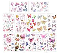 Konsait 100+ Mariposas Tatuajes temporales Falso Tatuajes Pegatinas para niñas niños Fiestas Infantiles cumpleaños de niños Regalo piñata, Unicornio Mariposa Flor