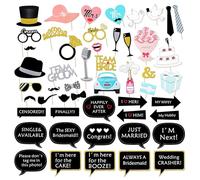 Konsait 52pcs Boda Photo Booth Props, Atrezzo para Cabina de Fotos, Accesorios Photocall Incluyendo Rosa corazón Gafas máscara etc para decoración de Fiesta