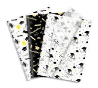 Konsait 75 hojas de papel de regalo de graduación, papel de seda negro y dorado para bolsas de regalo, papel de regalo decorativo, suministros de manualidades, 19.7 x 13.8 pulgadas
