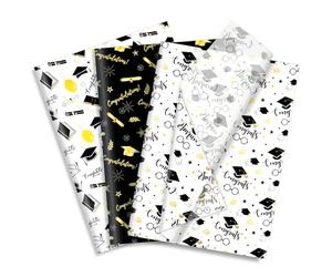 Konsait 75 hojas de papel de regalo de graduación, papel de seda negro y dorado para bolsas de regalo, papel de regalo decorativo, suministros de manualidades, 19.7 x 13.8 pulgadas