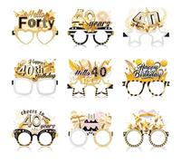 Konsait Gafas de 40 cumpleaños, paquete de 18 vasos de papel de 40 cumpleaños para hombres y mujeres, accesorios para fotos de 40 cumpleaños, suministros de fiesta, saludos de cuarenta a 40 años,
