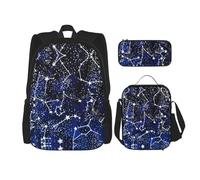 KoNsev 3 mochilas que brillan en la oscuridad de 16 pulgadas para la escuela preescolar y lonchera para niños pequeños, Black, Talla única, Juego de mochila escolar