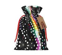 KoNsev Bolsa de regalo con cordón blanco y negro con diseño de lunares arcoíris con purpurina, regalo de vacaciones, decoración para Navidad y Halloween, suministros de fiesta de 4.7 x 6.9 pulgadas