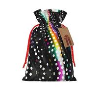 KoNsev Bolsa de regalo con cordón blanco y negro con diseño de lunares de arcoíris con purpurina, regalo de vacaciones, decoraciones de regalos para suministros de fiesta de Navidad