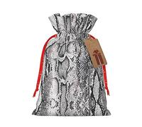 KoNsev Bolsa de regalo con cordón blanco y negro de piel de serpiente, regalo de vacaciones, decoraciones de regalos para suministros de fiesta de Navidad