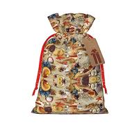 KoNsev Bolsa de regalo con cordón con diseño de estrella de mar, conchas marinas, diseño de playa de arena, regalo de vacaciones, decoración para Navidad y Halloween, suministros de fiesta de 4.7 x