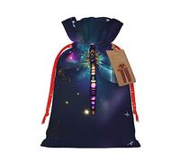 KoNsev Bolsa de regalo con cordón con diseño de libélula y animales de galaxia, regalo de vacaciones, decoración para Navidad y Halloween, suministros de fiesta de 4.7 x 6.9 pulgadas