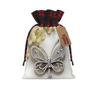 KoNsev Bolsa de regalo con cordón con diseño de mariposa y flor con diamantes de imitación, regalo de vacaciones, suministros de Navidad, decoración de Halloween, 4.7 x 6.9 pulgadas