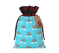 KoNsev Bolsa de regalo con cordón con diseño de nubes de arco iris, gotas de lluvia, regalo de vacaciones, suministros de Navidad, decoración de Halloween, 4.7 x 6.9 pulgadas