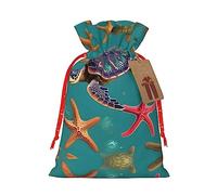 KoNsev Bolsa de regalo con cordón con diseño de tortuga marina, regalo de vacaciones, decoración para Navidad y Halloween, suministros de fiesta de 4.7 x 6.9 pulgadas