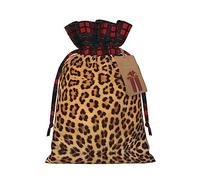 KoNsev Bolsa de regalo con cordón con estampado de leopardo áspero, regalo de vacaciones, suministros de fiesta de Navidad de 8.3 x 11.8 pulgadas