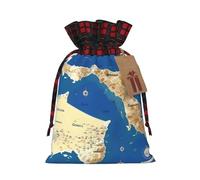 KoNsev Bolsa de regalo con cordón con estampado de mapa de Grecia, regalo de vacaciones, suministros de fiesta de Navidad de 8.3 x 11.8 pulgadas
