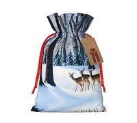 KoNsev Bolsa de regalo con cordón con imagen de ciervos, regalo de vacaciones, decoración para suministros de fiesta de Navidad y Halloween, 8.3 x 11.8 pulgadas